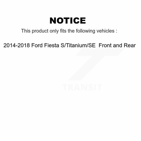 Kugel Front Rear Wheel Bearing And Hub Assembly Kit For 2014-2018 Ford Fiesta S Titanium SE K70-101686